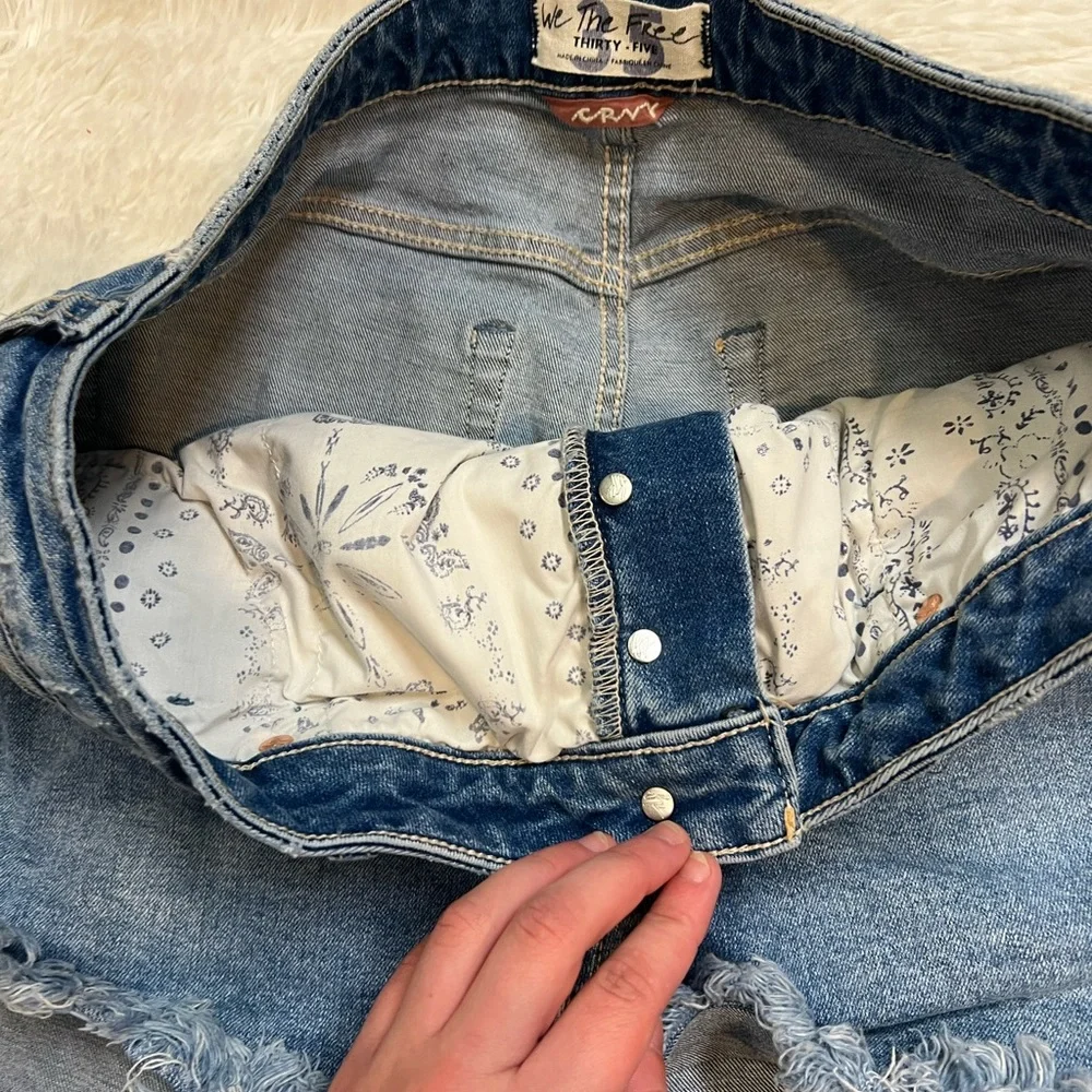 Free People CRVY Vintage High Rise Shorts In Lolita Blue 35 - Picture 3 of 5